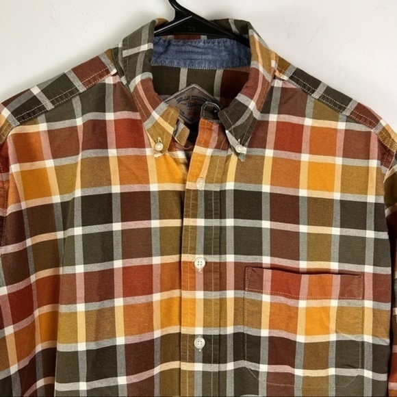 Bills Khakis Mens Button Down Shirt Brown Yellow Plaid Long Sleeve 100% Cotton M - Picture 2 of 9